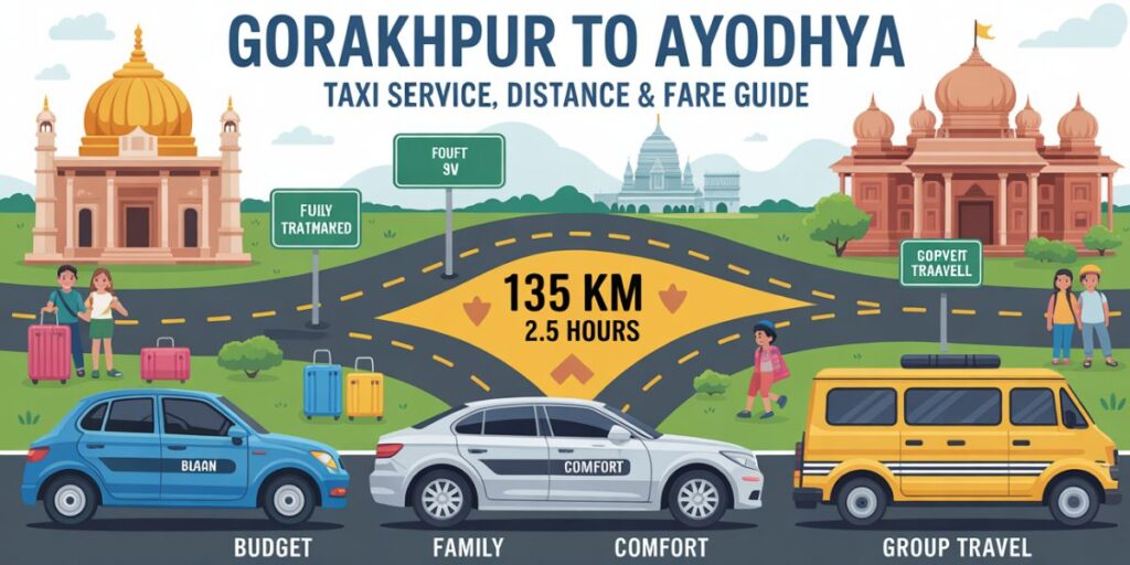 Available cab options from Gorakhpur to Ayodhya