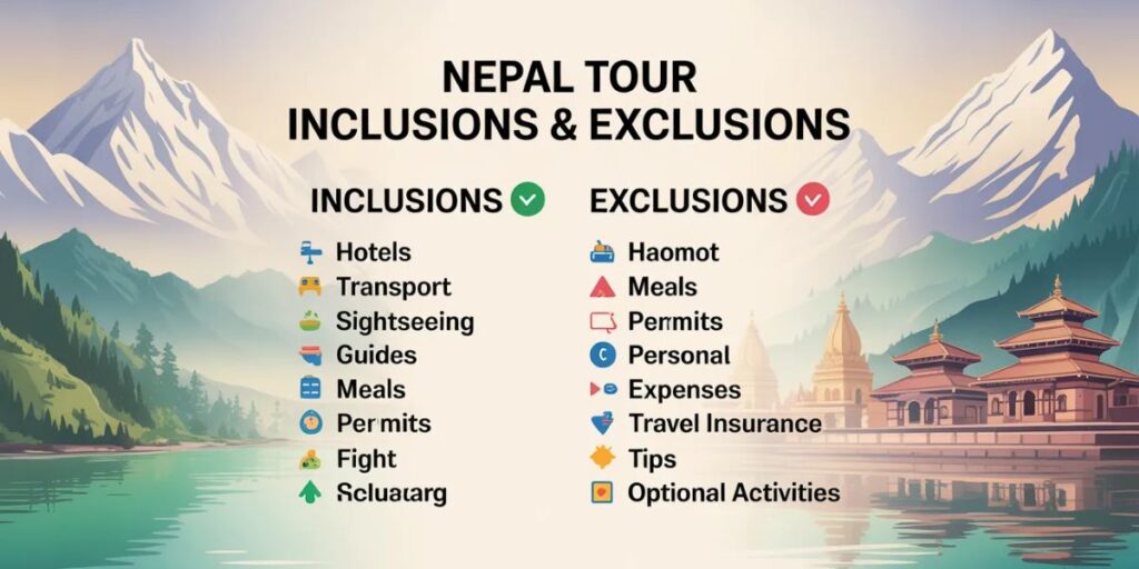 Nepal Tour Inclusions & Exclusions