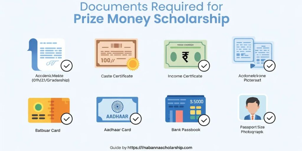Documents Required for Prize Money Scholarship